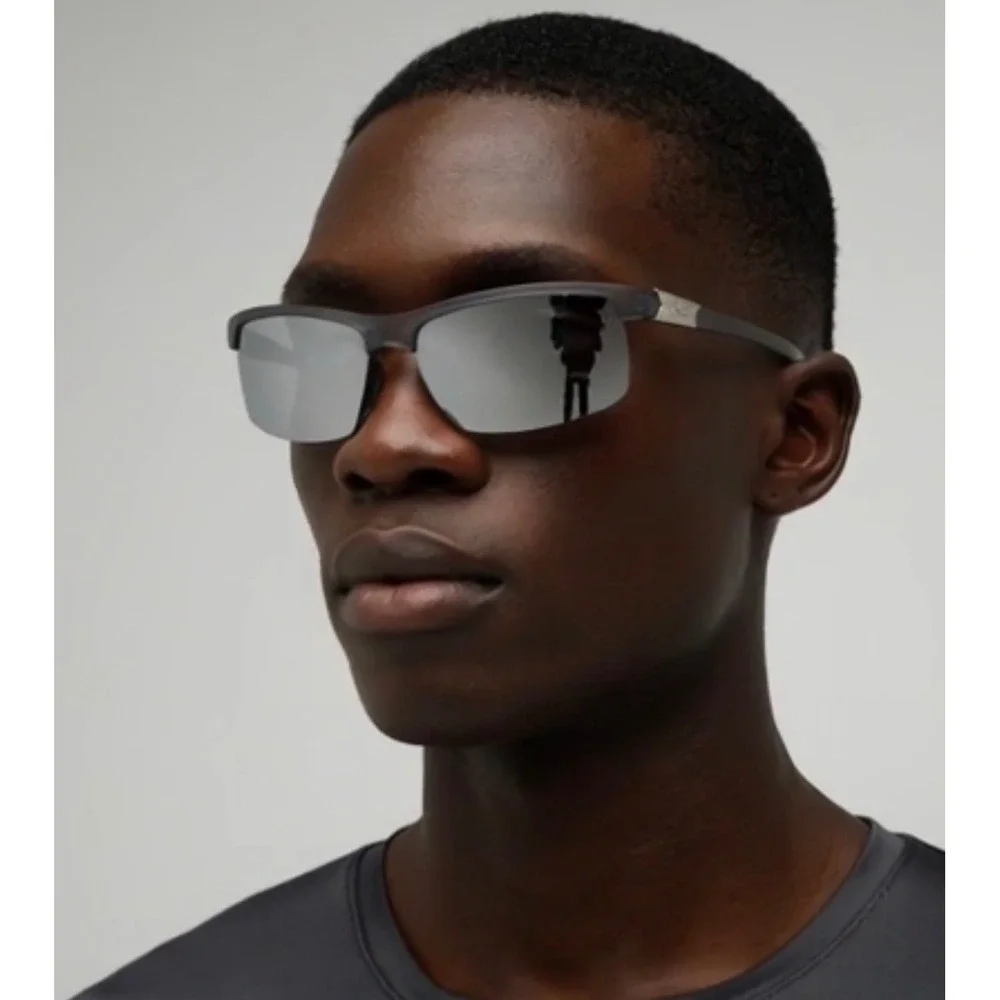 Gray Silver‎ Mirrored Lens Sunglasses Men's Sport Active Outdoors Lentes Gafas